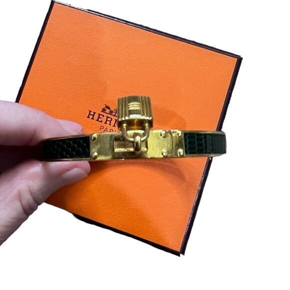 Authentic Hermès Kelly Designer Bangle Bracelet Green - Picture 9 of 11